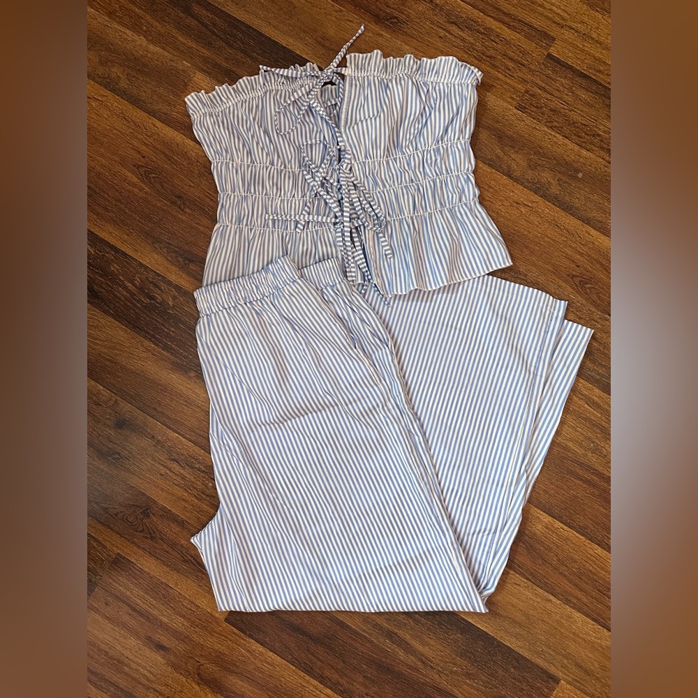 Striped Blue and White Women's Jumpsuit